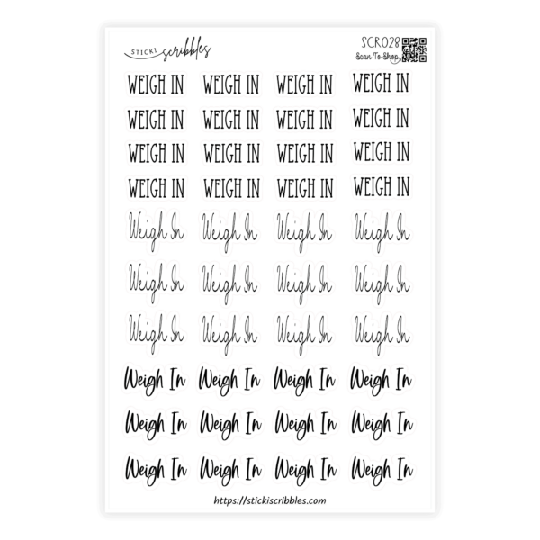 Weigh In Script Sticker Sheet