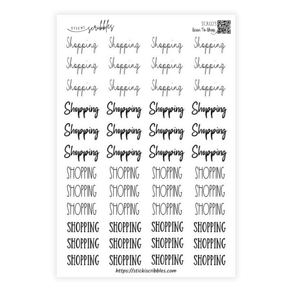 Shopping Script Sticker Sheet