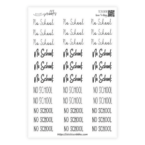 No School Script STICKER SHEET