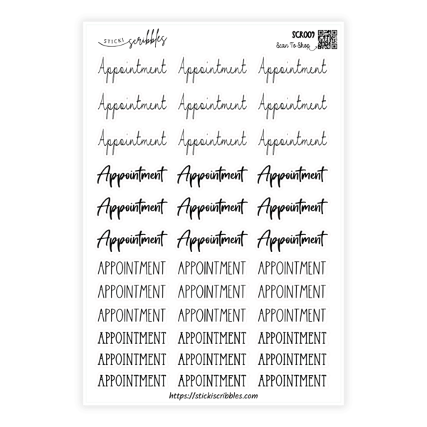 Appointment Script Sticker Sheet