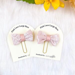 Large Pink Lace Bow Paper Clip