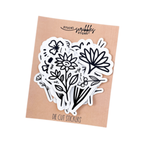 Black line Art Floral Die Cut