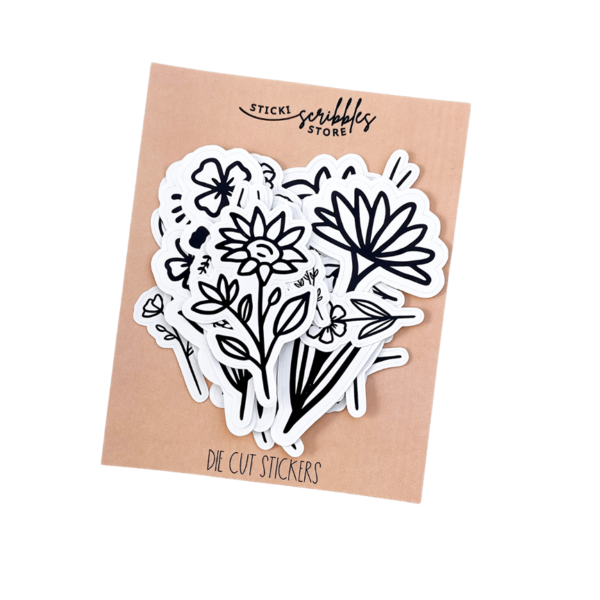 Black line Art Floral Die Cut