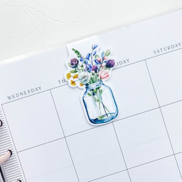 Floral Jar Magnetic Bookmark