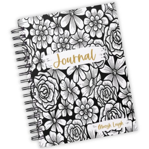 Dark Floral Doodles Journal