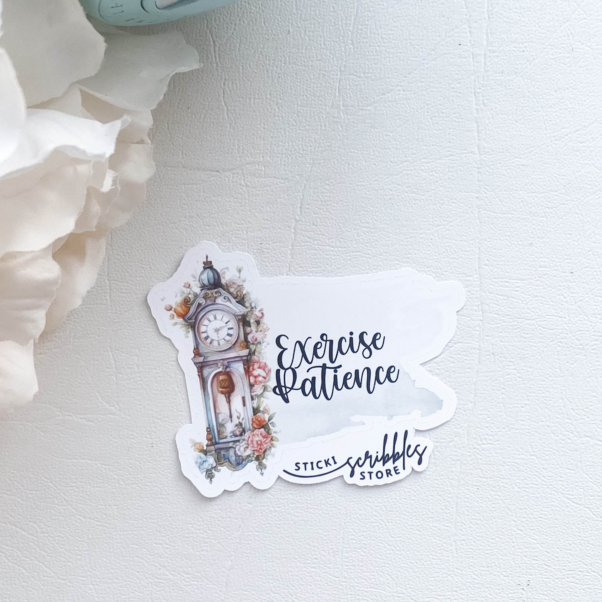 Exercise Patience Clock Die Cut Sticker