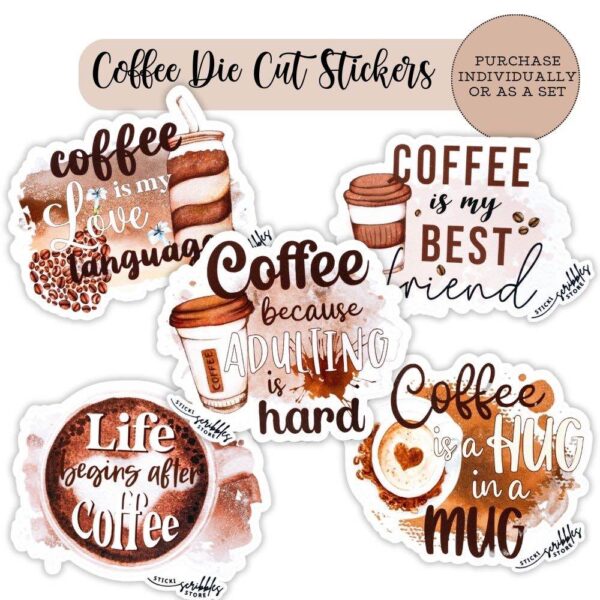 coffee love die cut stickers