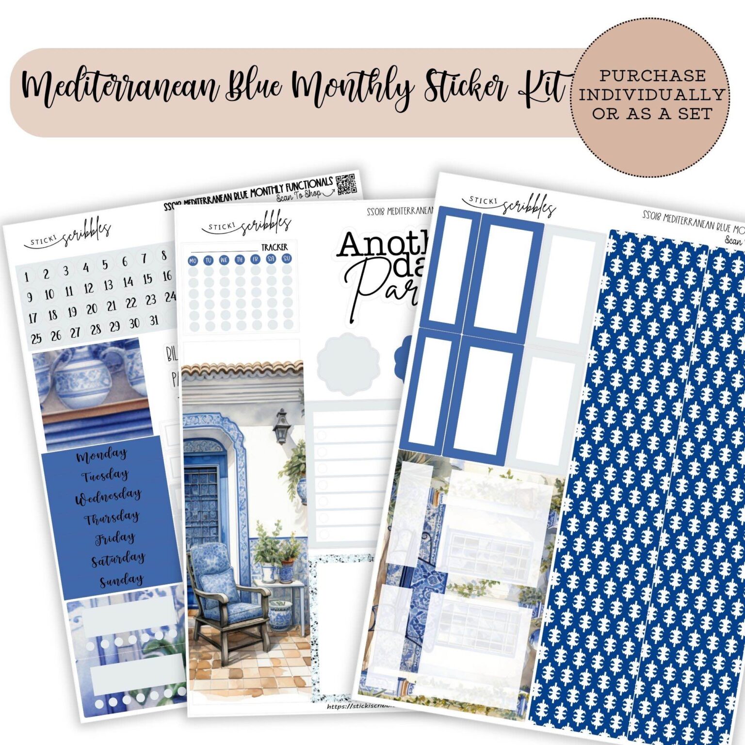 Mediterranean Blue Weekly Sticker Kit