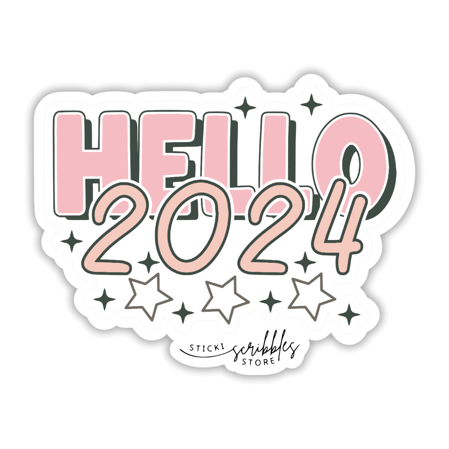 Hello 2024 Die Cut Stickers