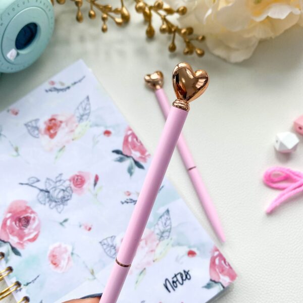 pink heart pen