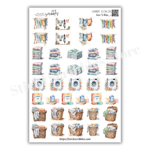 Laundry Icons Sticker Sheet