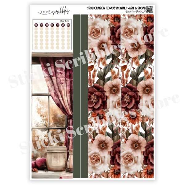 Crimson Flowers Monthly Sticker Kit